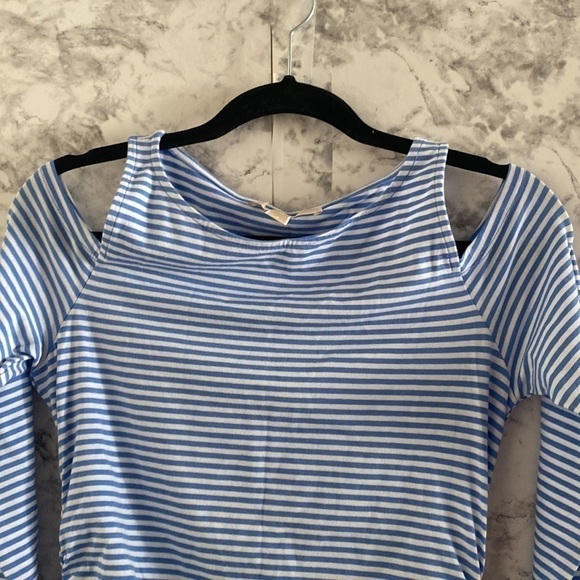 NWOT | Michael Kors | Cold Shoulder | Blue & White Stripe | Long Sleeve Top | S… - Picture 3 of 14